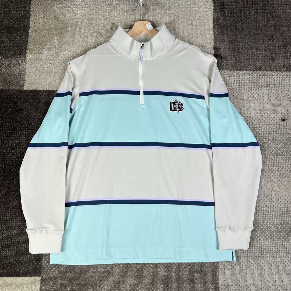 Bad Birdie Quarter Zip Striped Colorblock Pastel Performance Sweater‎ Mens XL